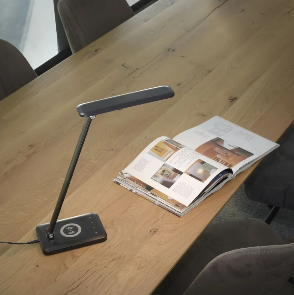 Bürolampen|Schlafzimmer Lampen*Just Light LED SchreibTischlampe Schwarz Touch 680 lm verstellbar