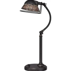 Schreibtischlampen|Jugendstil Lampen*Elstead LED Schreibtischleuchte dimmbar in Bronze antik