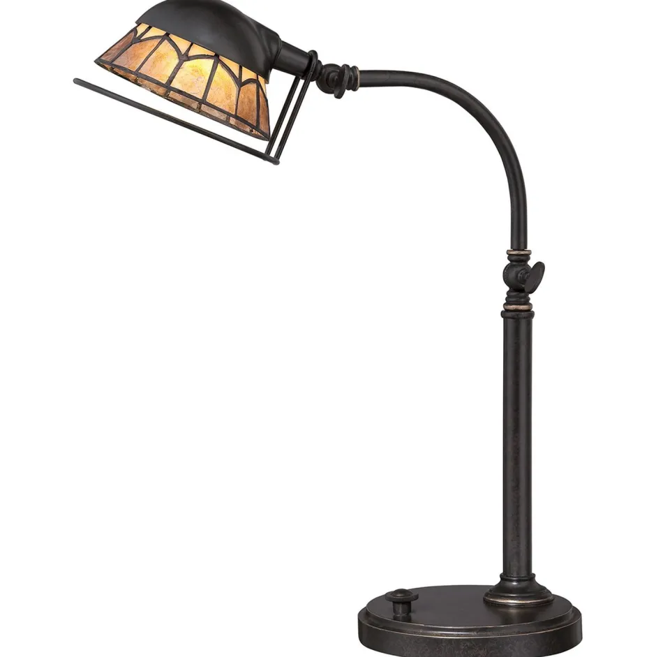 Schreibtischlampen|Jugendstil Lampen*Elstead LED Schreibtischleuchte dimmbar in Bronze antik