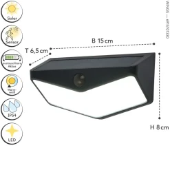 Solarleuchten|Led Außenleuchten*Eco-Light LED Solar Außenlampe Bewegungsmelder dimmbar IP44 4 W