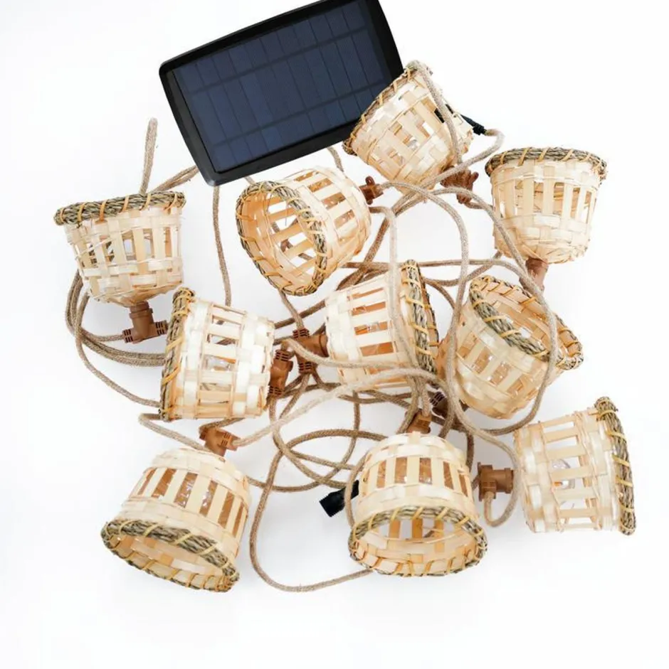 Außenlichterketten|Solarleuchten*Newgarden LED Solar Außenlichterkette IP44 2700K 5m Bambusschirme