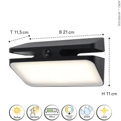 Solarleuchten|Led Außenleuchten*Eco-Light LED Solar Außenwandlampe mit Bewegungsmelder IP54 9 W