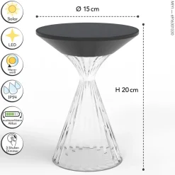 Eco-Light LED Solar Tischlampe IP54 20 cm 390 lm USB-C Schwarz< Solarleuchten|Led Außenleuchten