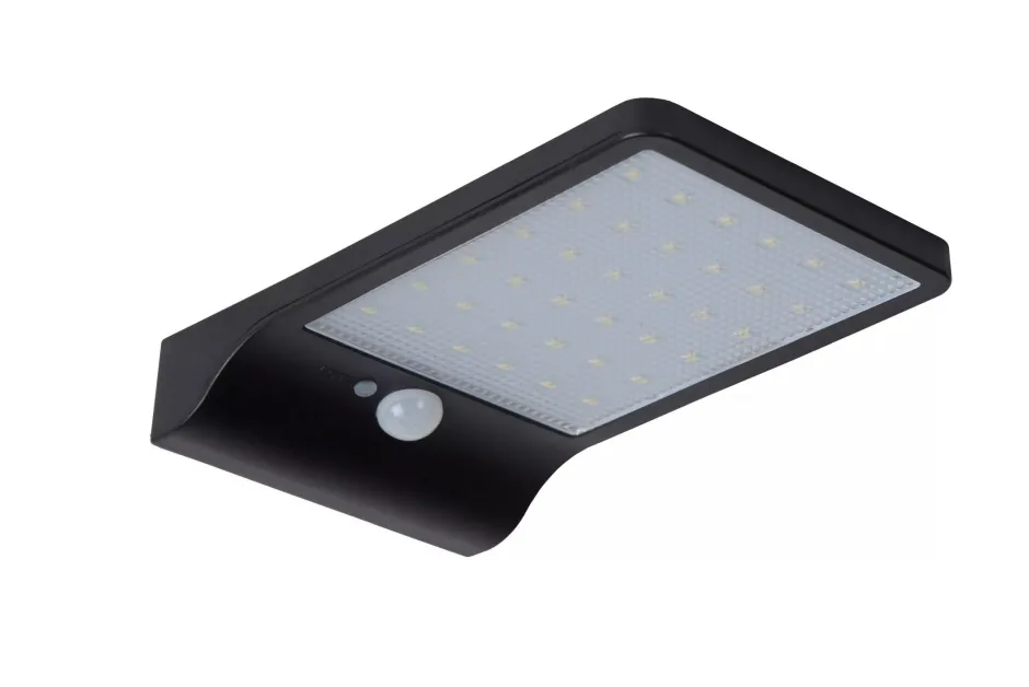 LED Solar Wandleuchte mit Bewegungsmelder Schwarz IP44< Außenwandleuchten|Solarleuchten
