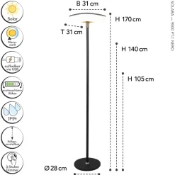 Eco-Light LED Solar Wegeleuchte dimmbar Zugschalter 170 cm IP54< Metall Lampen|Solarleuchten