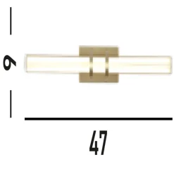 Searchlight LED Spiegelleuchte in Messing 3000 K IP44 B:46,5 cm< Flurlampen|Metall Lampen