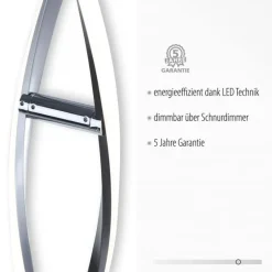 Led Lampen|Metall Lampen*Paul Neuhaus LED Stehlampe dimmbar in Stahl H:134 cm 3000 K 3128 lm