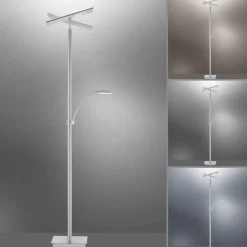 Wohnzimmerlampen|Metall Lampen*Paul Neuhaus LED Stehlampe dimmbar Leselicht in Stahl Glas 199 cm