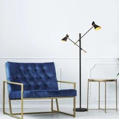 Searchlight LED Stehlampe 3000K 160 cm verstellbar Metall Schwarz Gold< Led Lampen|Wandleuchten