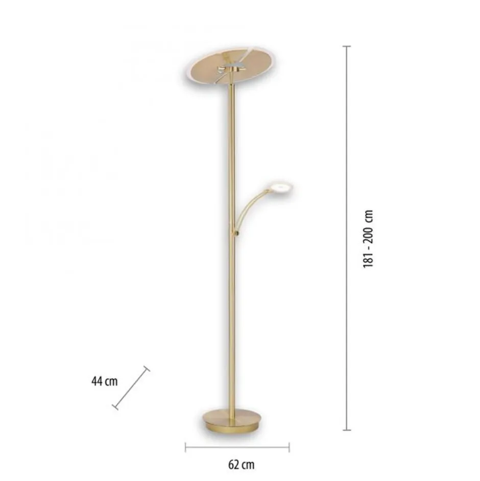 Paul Neuhaus LED Stehlampe Leselicht in Messing Glas 200 cm dimmbar< Wohnzimmerlampen|Metall Lampen