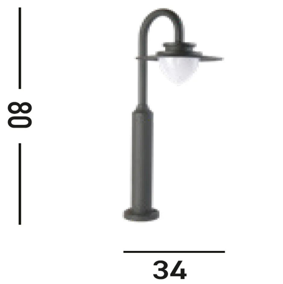 Metall Lampen|Wegeleuchten*Searchlight LED Stehlampe Outdoor Aluminium IP54 Grau Weiß 79,5 cm