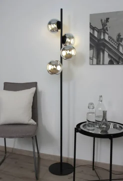 Led Lampen|Kugellampen*Eco-Light LED Stehlampe Schwarz Rauchsilber 160 cm 3000 K Modern