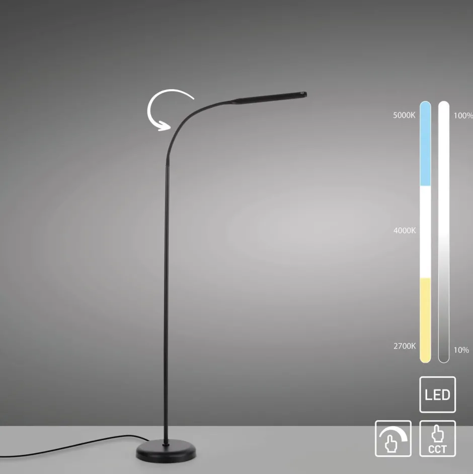 Wohnzimmerlampen|Metall Lampen*Just Light LED Stehleuchte Metall Schwarz Touch 125 cm verstellbar