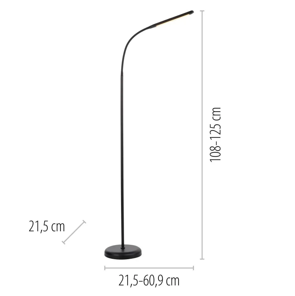 Wohnzimmerlampen|Metall Lampen*Just Light LED Stehleuchte Metall Schwarz Touch 125 cm verstellbar