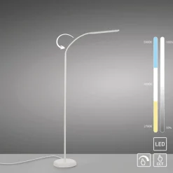 Wohnzimmerlampen|Metall Lampen*Just Light LED Stehleuchte Metall Weiß Touch 125 cm verstellbar