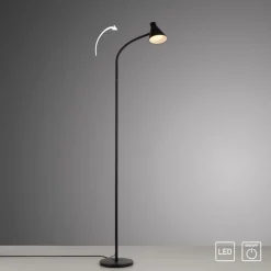 Just Light LED Stehleuchte Schwarz Metall 150 cm 3000 K flexibel< Led Lampen|Metall Lampen