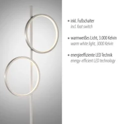 Wohnzimmerlampen|Metall Lampen*Just Light LED Stehleuchte Silber Metall Ringe 151 cm 1290 lm 10 W