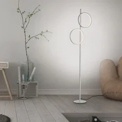 Wohnzimmerlampen|Metall Lampen*Just Light LED Stehleuchte Silber Metall Ringe 151 cm 1290 lm 10 W