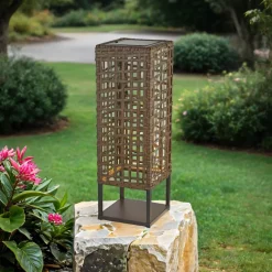 Searchlight LED Tischlampe außen Solar Tragbar IP44 47 cm Braun 2700 K< Solarleuchten|Led Außenleuchten