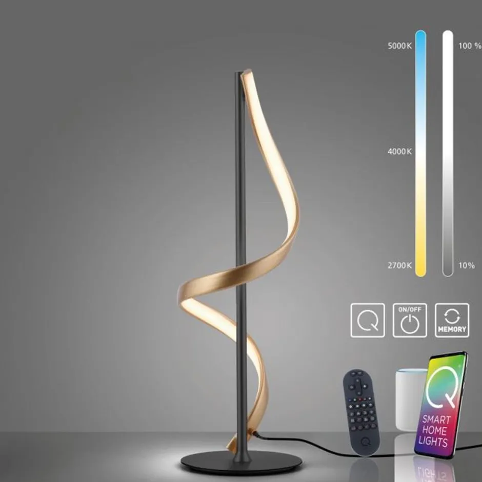 Wohnzimmerlampen|Schlafzimmer Lampen*Paul Neuhaus LED Tischlampe dimmbar 50 cm 1235 lm Anthrazit Messing