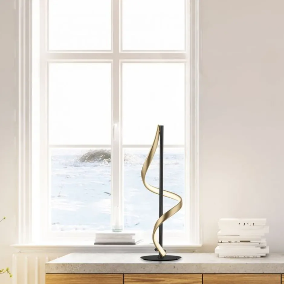 Wohnzimmerlampen|Schlafzimmer Lampen*Paul Neuhaus LED Tischlampe dimmbar 50 cm 1235 lm Anthrazit Messing