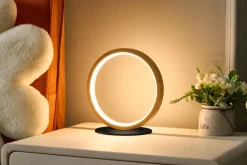 Wohnzimmerlampen|Metall Lampen*Eco-Light LED Tischlampe Holz 20,4 cm 3500 K 730 lm Natur Schwarz