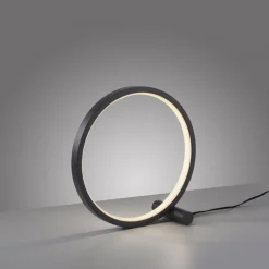 Wohnzimmerlampen|Schlafzimmer Lampen*Just Light LED Tischlampe Schwarz Metall Ring H:25,5 cm 1290 lm