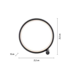 Wohnzimmerlampen|Schlafzimmer Lampen*Just Light LED Tischlampe Schwarz Metall Ring H:25,5 cm 1290 lm