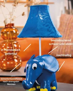 Wohnzimmerlampen|Kinderzimmerlampen*Happy Lamps LED Tischlampe Sendung mit der Maus Elefant 47 cm vegan