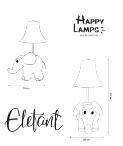 Wohnzimmerlampen|Kinderzimmerlampen*Happy Lamps LED Tischlampe Sendung mit der Maus Elefant 47 cm vegan