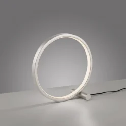Just Light LED Tischlampe Silber Metall Ring H:25,5 cm 3000 K 10 W< Wohnzimmerlampen|Schlafzimmer Lampen