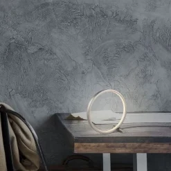 Just Light LED Tischlampe Silber Metall Ring H:25,5 cm 3000 K 10 W< Wohnzimmerlampen|Schlafzimmer Lampen