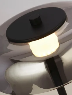 Searchlight LED Tischlampe Touch Dimmer Schwarz Rauchgrau 39 cm< Wohnzimmerlampen|Glaslampen