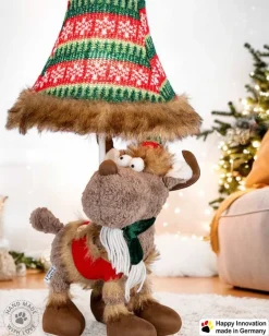 Wohnzimmerlampen|Kinderzimmerlampen*Happy Lamps LED Tischlampe Weihnachten Rentier 51 cm Beige Rot Grün