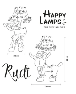Wohnzimmerlampen|Kinderzimmerlampen*Happy Lamps LED Tischlampe Weihnachten Rentier 51 cm Beige Rot Grün