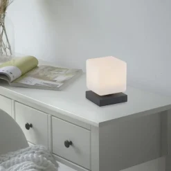 Paul Neuhaus LED Tischleuchte Anthrazit Glas 16 cm 580 lm dimmbar< Wohnzimmerlampen|Schlafzimmer Lampen