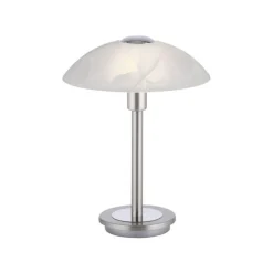 Paul Neuhaus LED Tischleuchte dimmbar in Silber Alabasterglas 28 cm< Wohnzimmerlampen|Schlafzimmer Lampen