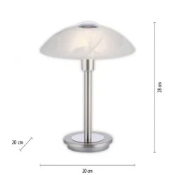 Paul Neuhaus LED Tischleuchte dimmbar in Silber Alabasterglas 28 cm< Wohnzimmerlampen|Schlafzimmer Lampen