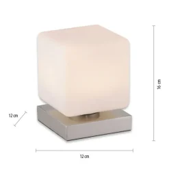 Wohnzimmerlampen|Schlafzimmer Lampen*Paul Neuhaus LED Tischleuchte Glas 16 cm 5 W 580 lm dimmbar in Stahl