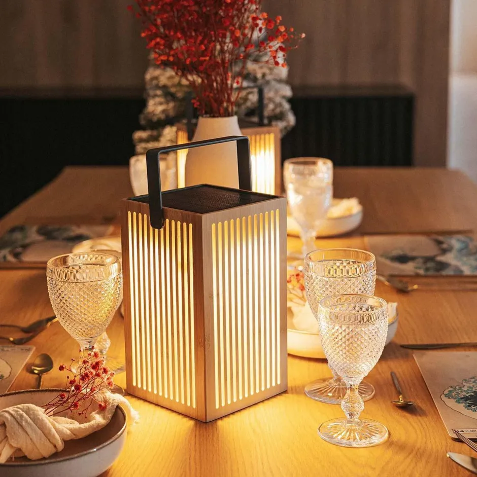 Metall Lampen|Moderne Außenleuchten*Newgarden LED Tischleuchte Holz Metall 24 cm IP54 2700K kabellos Outdoor