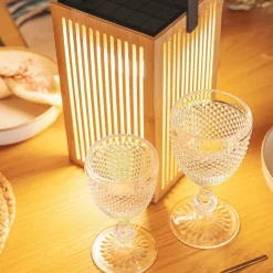 Metall Lampen|Moderne Außenleuchten*Newgarden LED Tischleuchte Holz Metall 24 cm IP54 2700K kabellos Outdoor