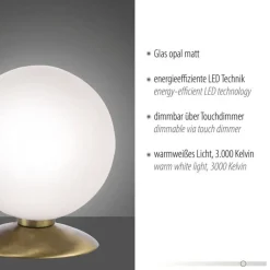 Wohnzimmerlampen|Schlafzimmer Lampen*Paul Neuhaus LED Tischleuchte in Altmessing Glaskugel 3 W dimmbar