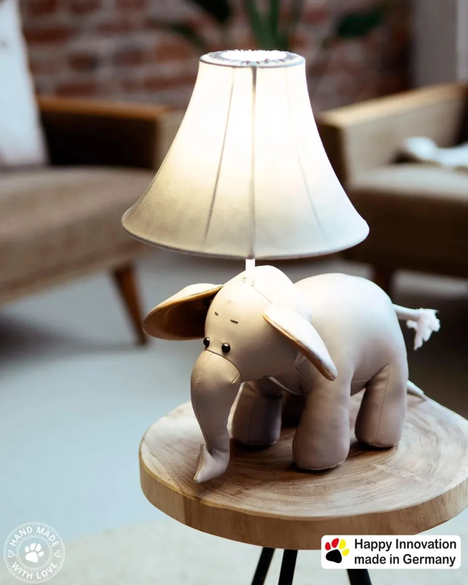 Happy Lamps LED Tischleuchte Kinderzimmer Elefant 48 cm Grau vegan<Kinder Wohnzimmerlampen|Kinderzimmerlampen