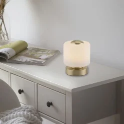 Wohnzimmerlampen|Metall Lampen*Paul Neuhaus LED Tischleuchte Touch dimmbar 15 cm 3000 K in Messing