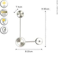 Eco-Light LED Wandlampe Aluminium dimmbar H:44 cm 3000 K Silber< Wohnzimmerlampen|Metall Lampen