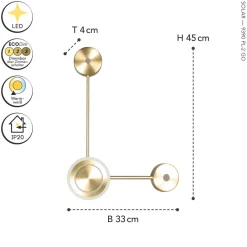 Eco-Light LED Wandlampe Aluminium dimmbar H:44 cm 3000 K in Gold< Wohnzimmerlampen|Metall Lampen