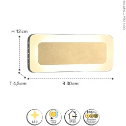 Eco-Light LED Wandlampe Aluminium Gold Schwarz 3000 K B:30 cm< Wohnzimmerlampen|Metall Lampen