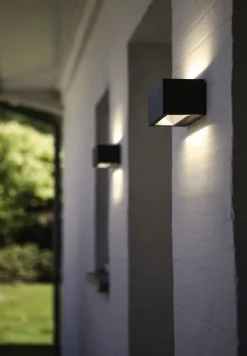 Metall Lampen|Led Außenleuchten*Eco-Light LED Wandlampe Aluminium Schwarz 3000 K IP54 Up Down