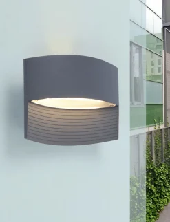 Eco-Light LED Wandlampe Anthrazit Aluminium B:18 cm IP54 3000 K< Metall Lampen|Led Außenleuchten