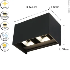 Led Außenleuchten|Fassadenstrahler*Eco-Light LED Wandlampe außen Aluminium Up Down IP54 B:17,3 cm